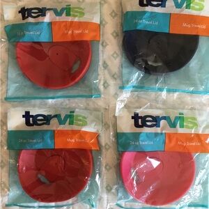 7 TERVIS 24 oz. Travel Lids. 4 Red, 1 Black, 
1 Pink, 1 Navy blue. NEW NWT.